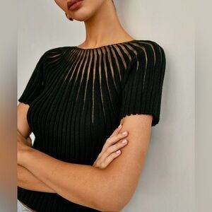 Commense Plain short sleeve knit top